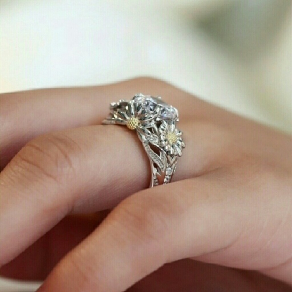 Silver Plated Sunflower Ring - Picture 5 of 7